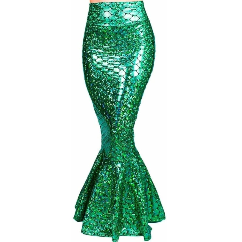 SIDECCA Wet Look Mermaid Scale Skirt, Size 1X